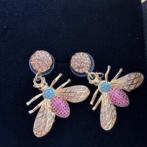Bee Earrings Gold Pink